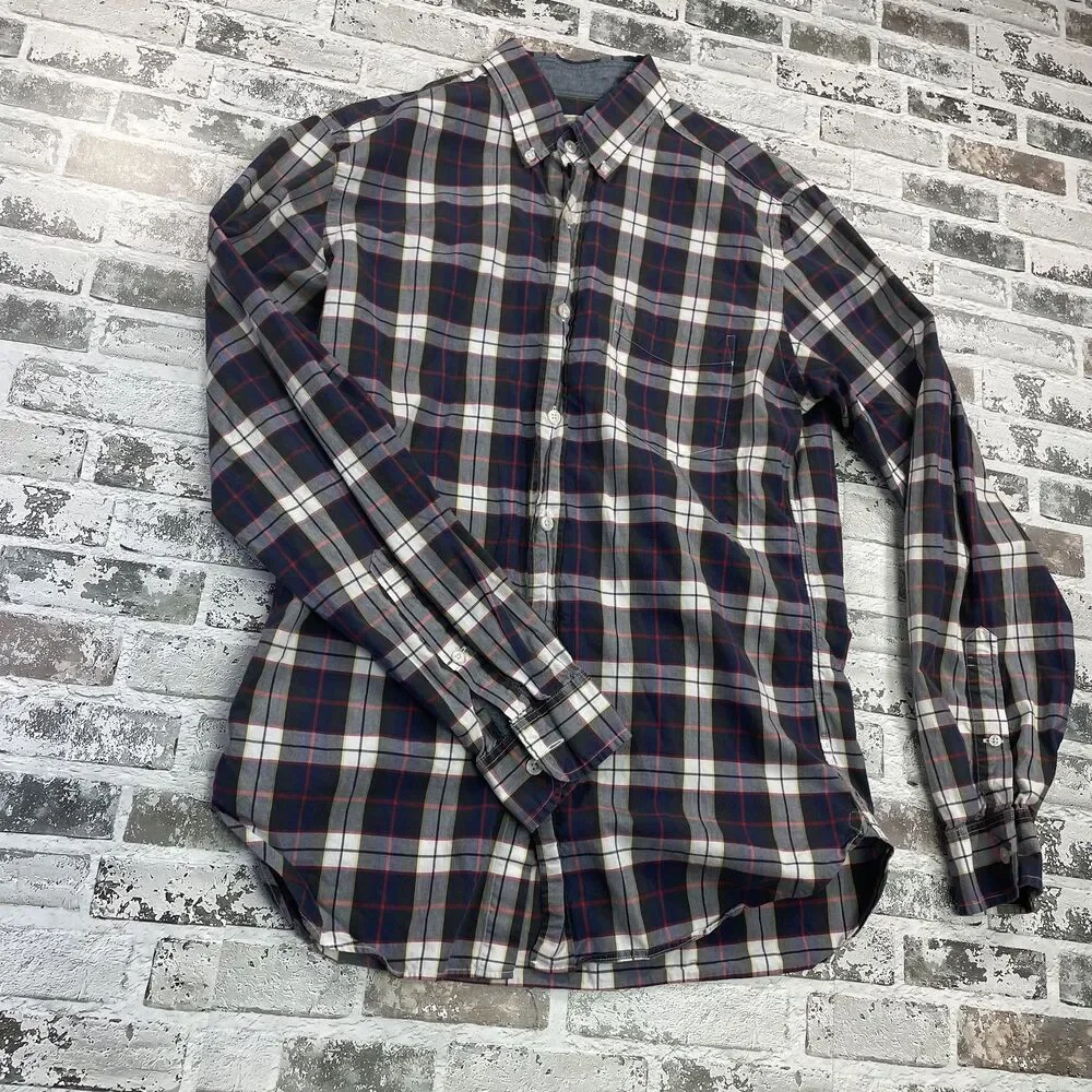 J.Crew Mens Button Down Shirt Size S Multicolor Plaid Long Sleeve Cotton